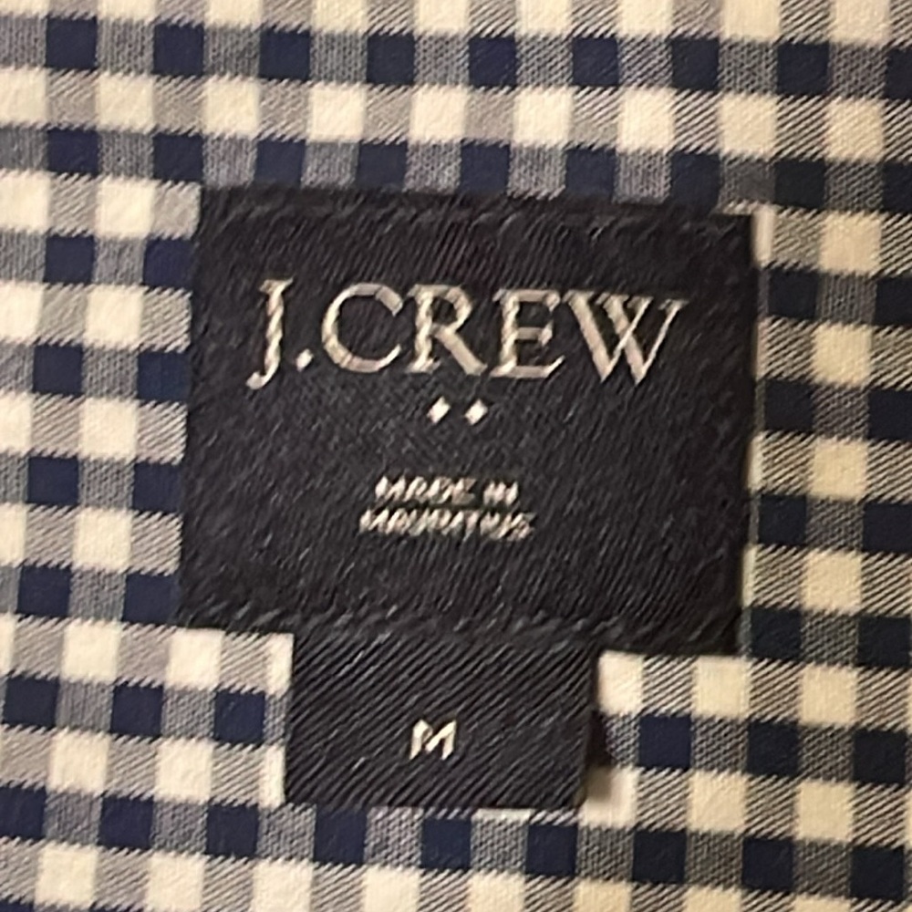 J CREW Button Down Blue/White Checkered Shirt Size Medium - Picture 3 of 9
